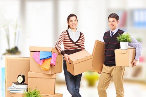 Packed boxes and furniture prepared for a local house move