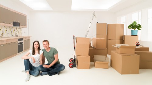 Furniture and boxes being unloaded for a home or office move in Barnsbury