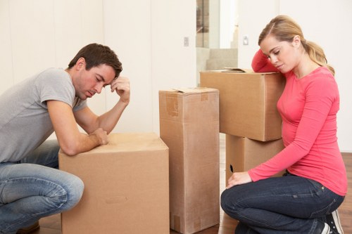 Packed moving boxes and furniture ready for a Barnsbury relocation